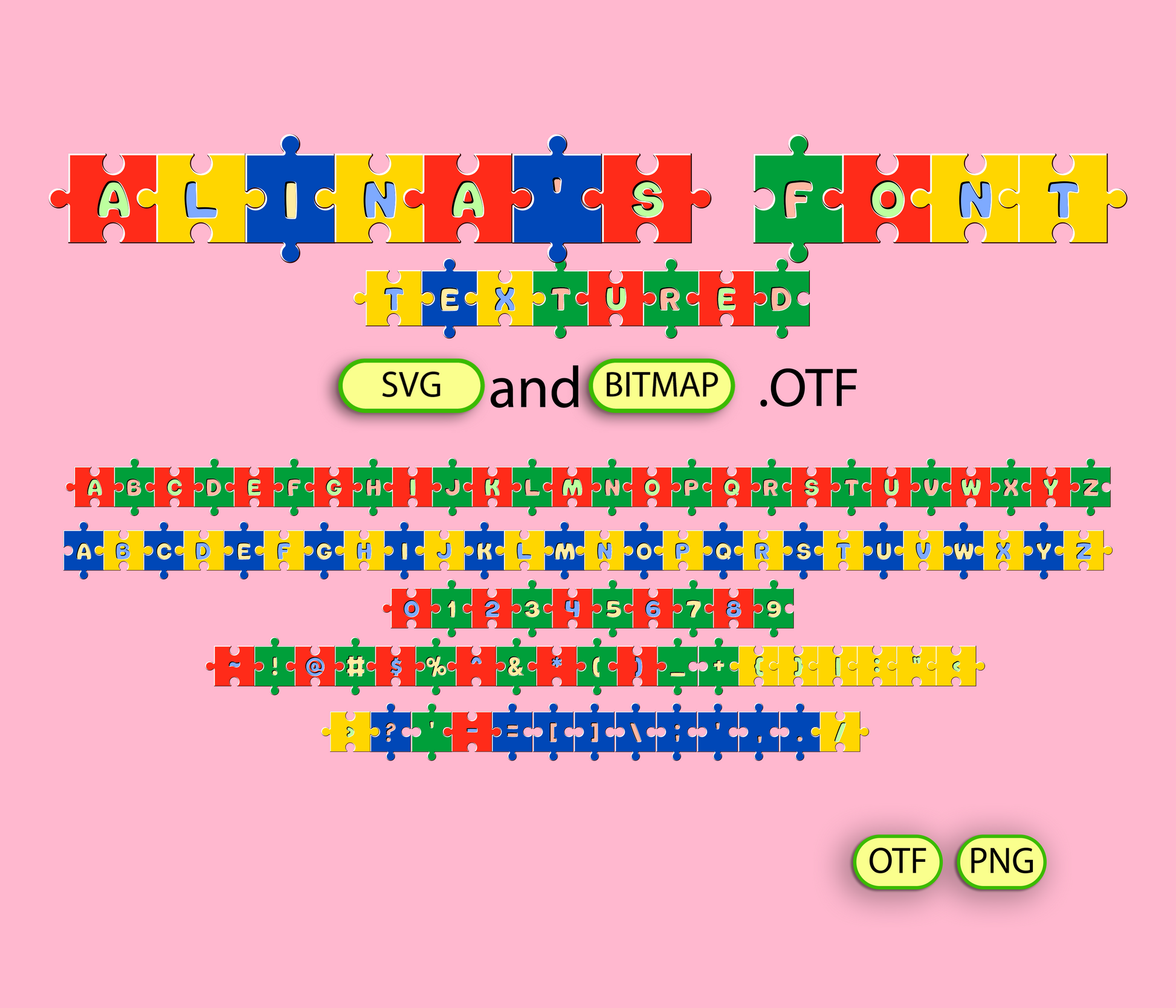 Autism Puzzle Font Textured - Alina's Fonts