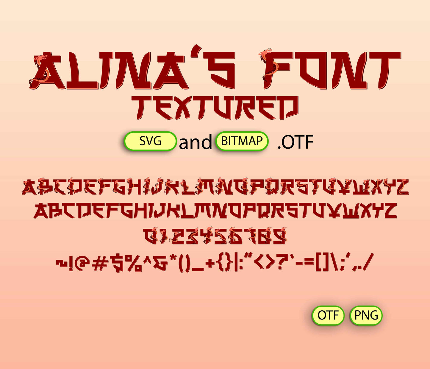 Chinese Dragon New Year Font Textured - Alina's Fonts
