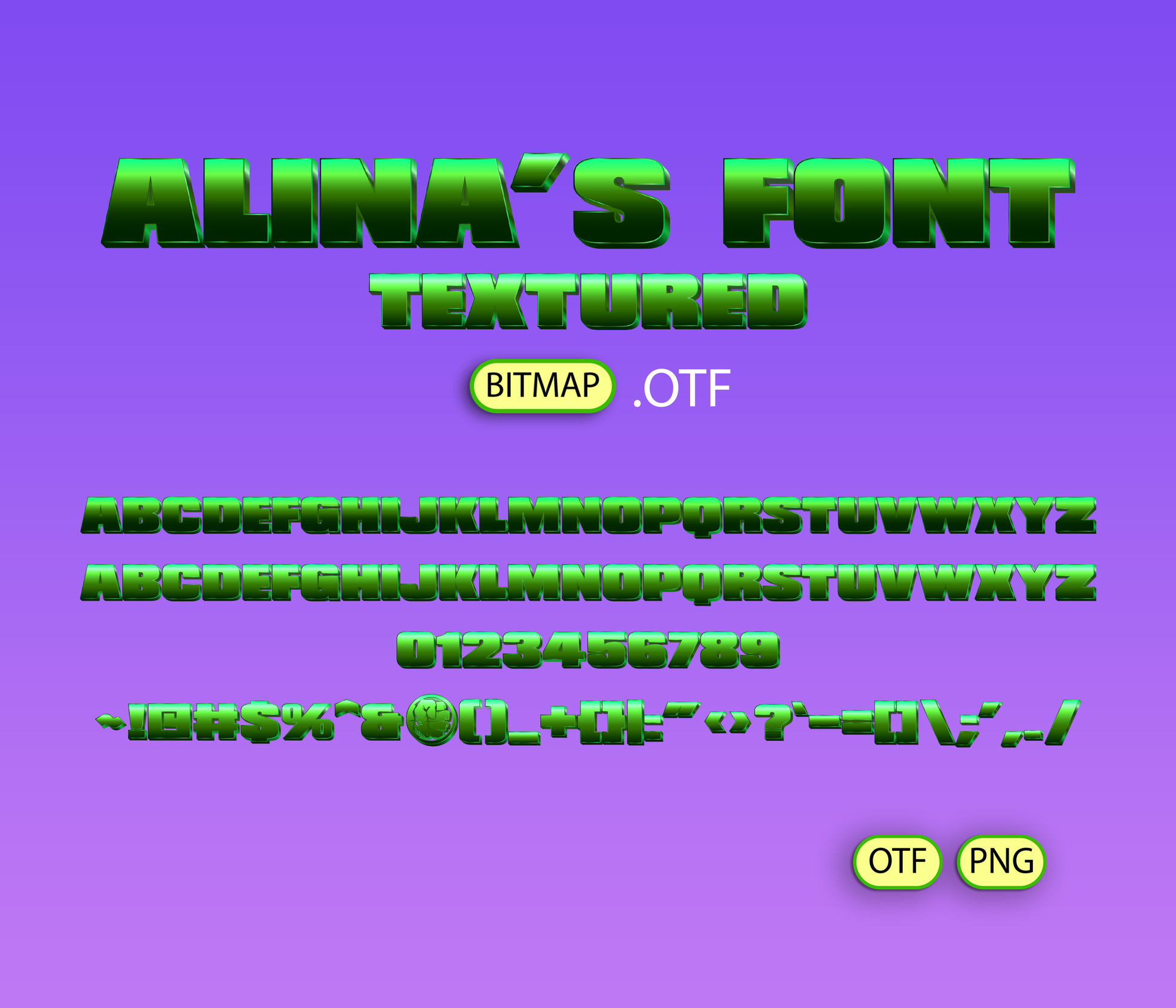 The Incredible Hero Font Textured - Alina's Fonts