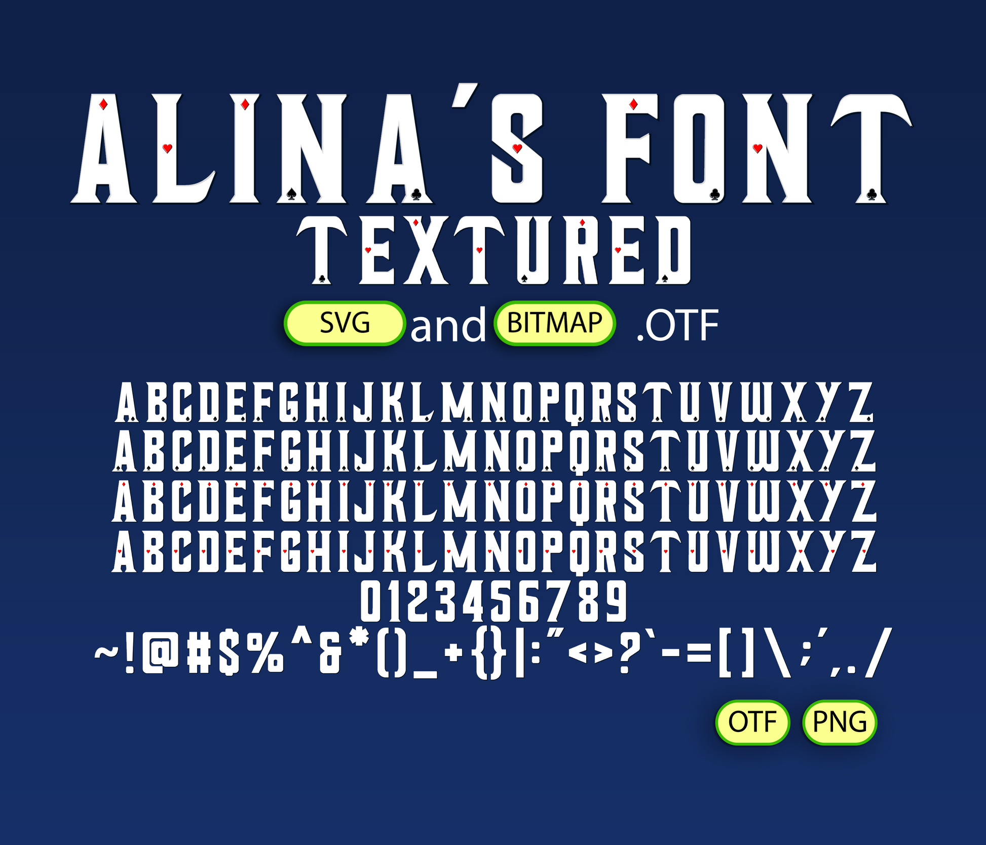 Dystopian Playing Cards Font Textured - Alina's Fonts