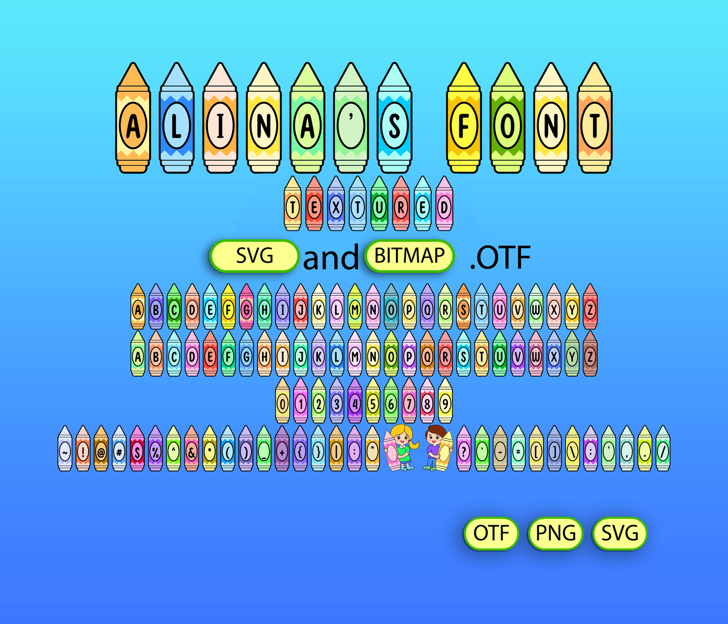 Playful World Creator Crayon Font Textured - Alina's Fonts