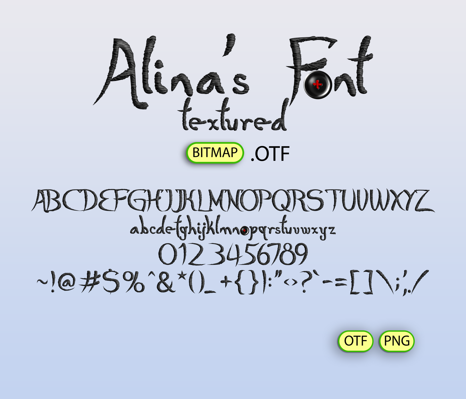 Button-Eyed Wonder Font Textured - Alina's Fonts