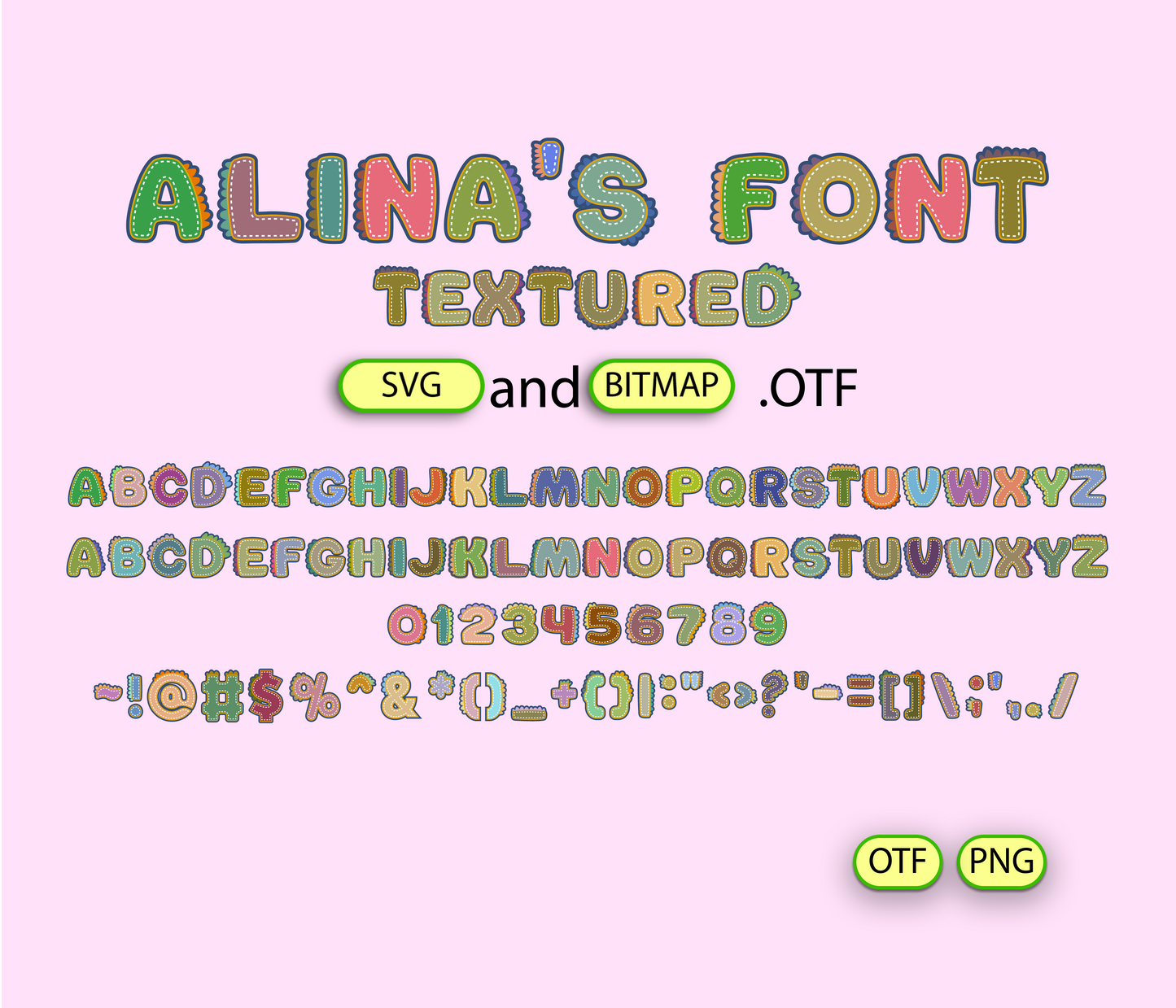 Dinosaur Colorful Pattern Font