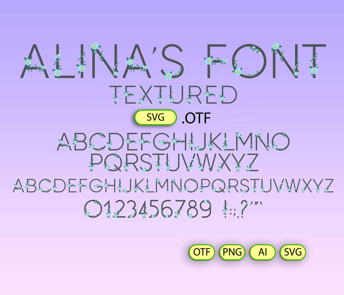 Spring Flowers Font Textured - Alina's Fonts
