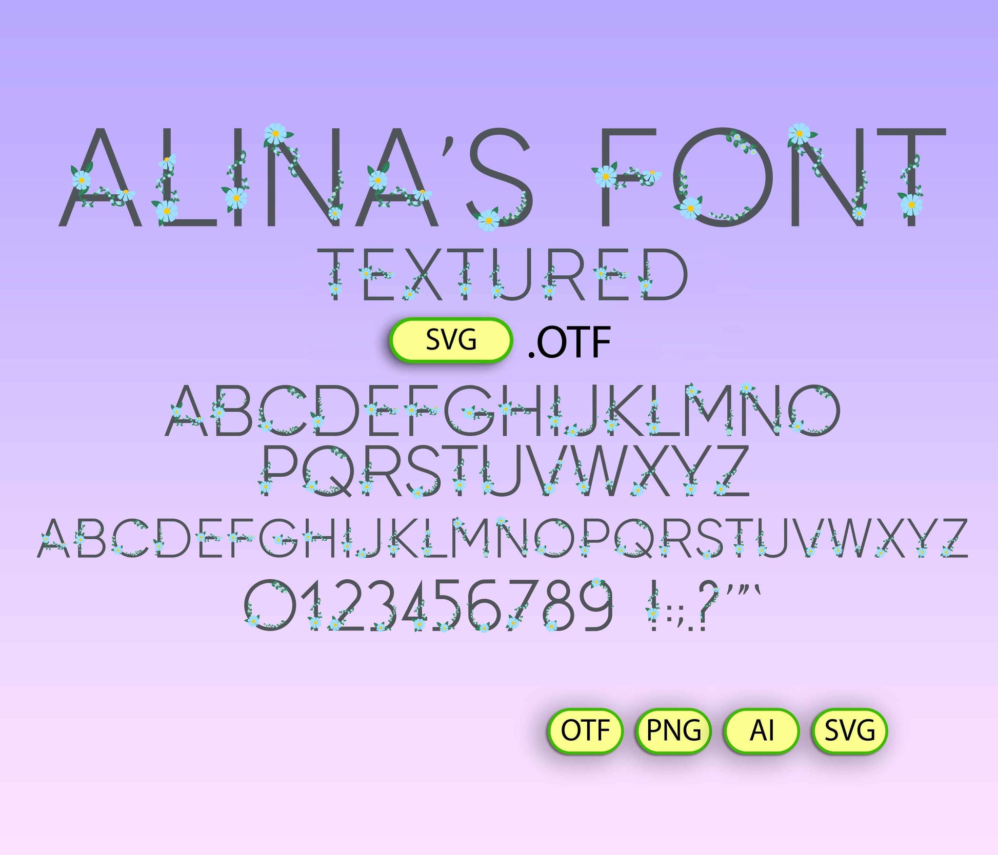Spring Flowers Font Textured - Alina's Fonts