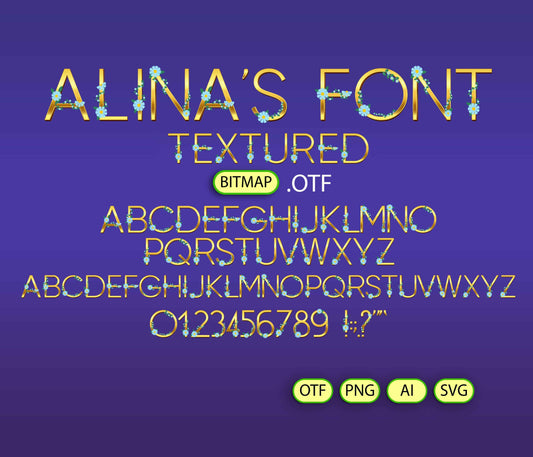 Spring Gold Flower Font Textured - Alina's Fonts
