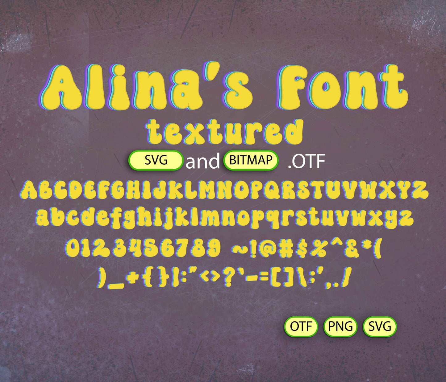 Groovy Retro Yellow Font Textured - Alina's Fonts