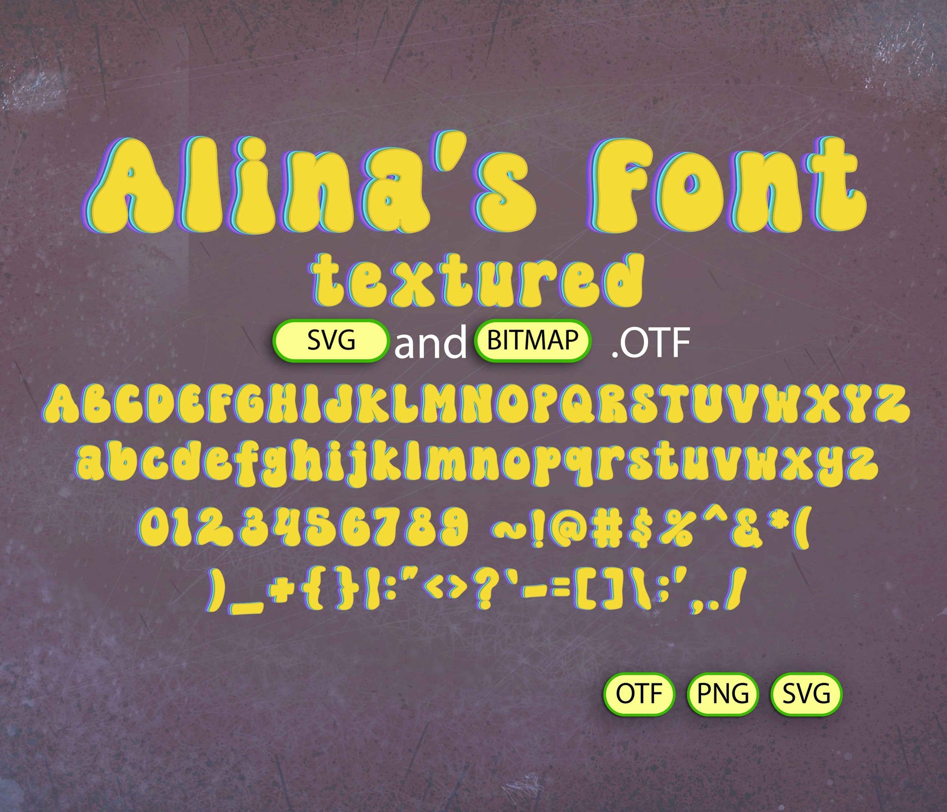 Groovy Retro Yellow Font Textured - Alina's Fonts