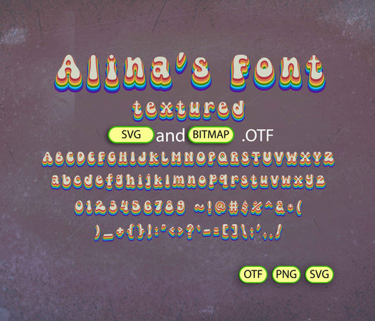 Groovy Psychedelic Splash of Rainbow Font Textured - Alina's Fonts