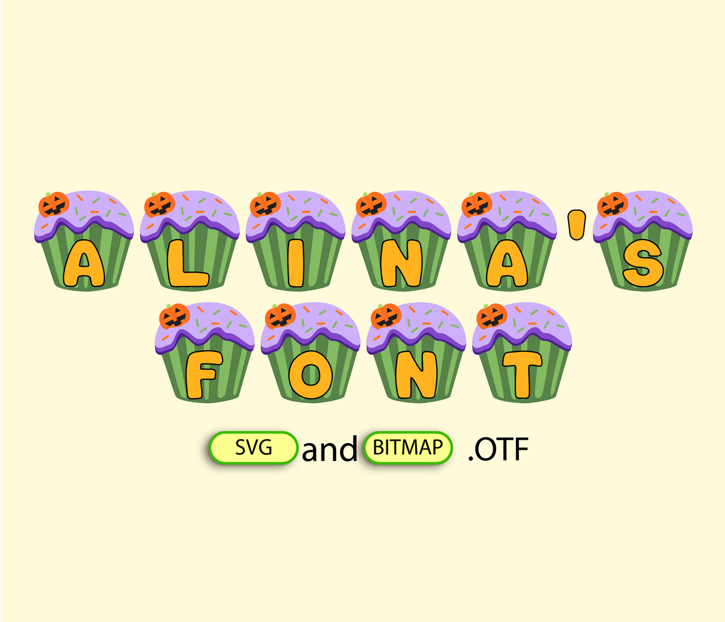 Halloween Muffin Color Pattern Font