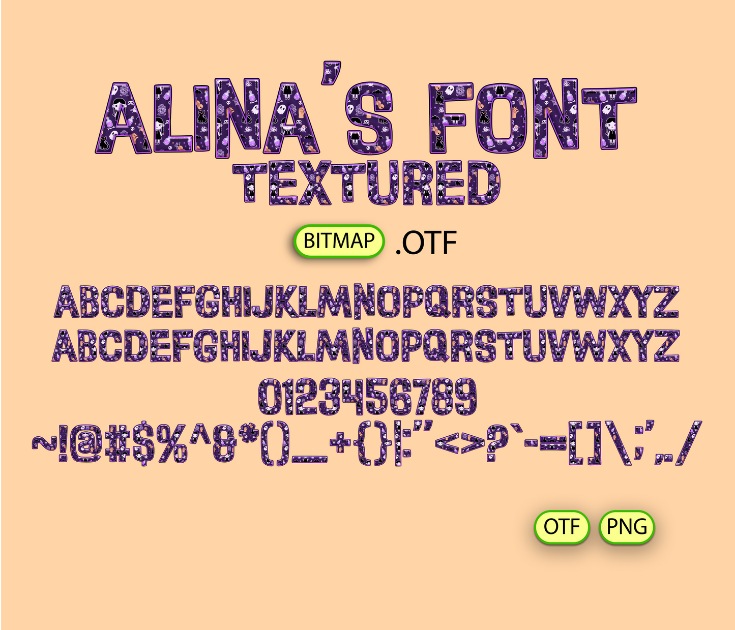 FREE Halloween Cute Cats Pattern Font