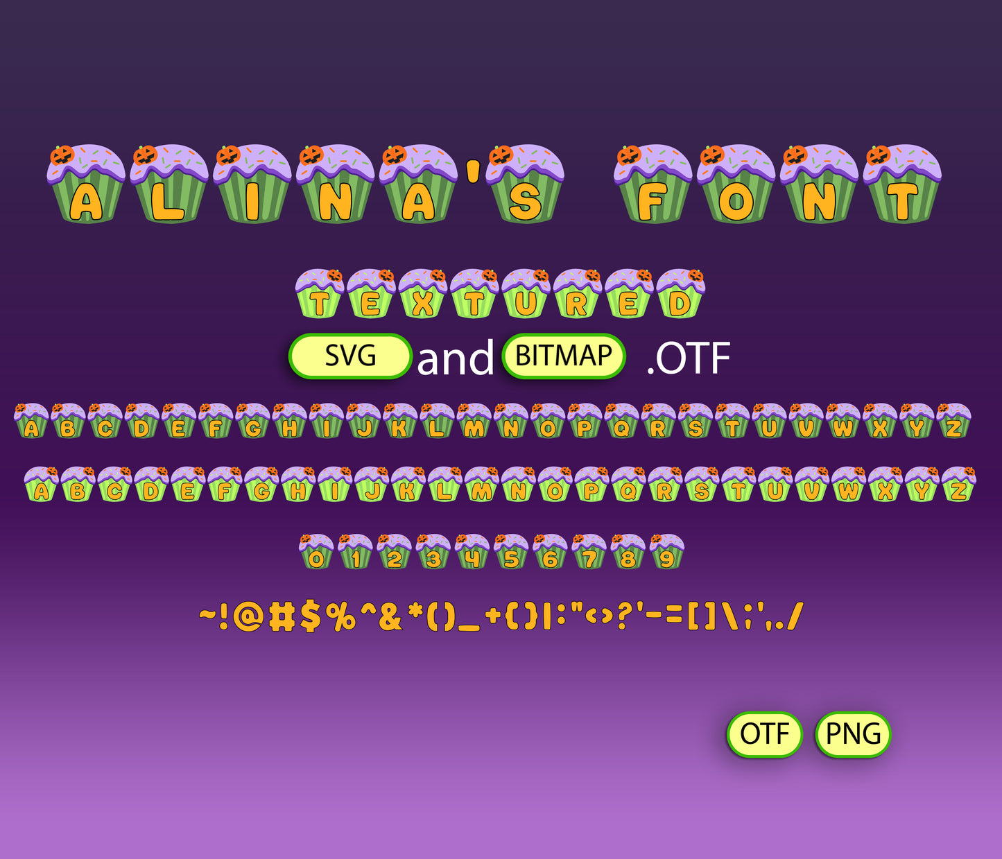 Halloween Muffin Color Pattern Font