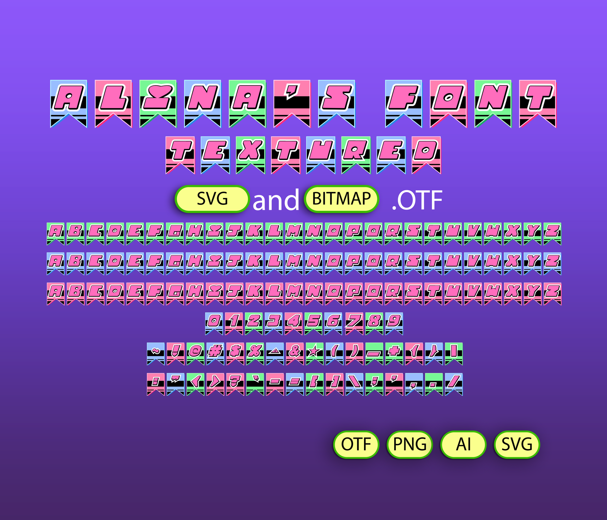 Super Girls Birthday Banner Font Textured - Alina's Fonts