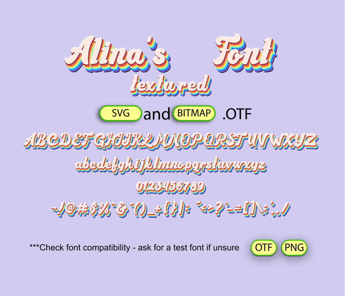 Retro Rainbow Color Font Textured