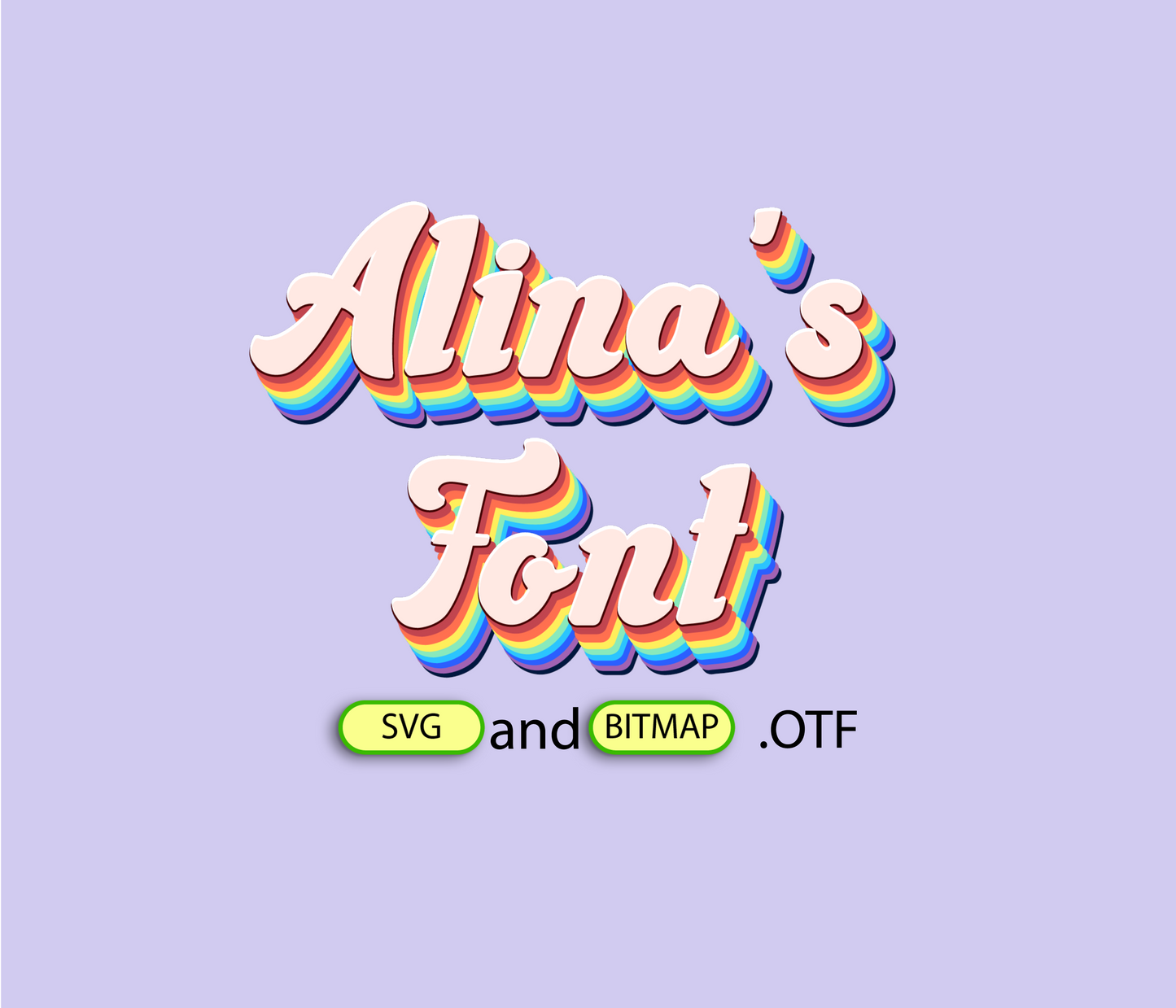 Retro Rainbow Color Font Textured
