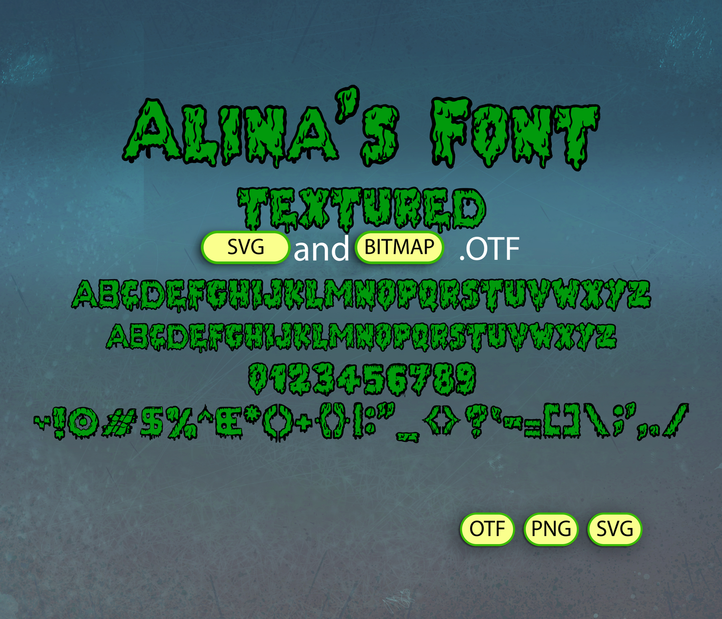 Sewer Ninjas Slime Font Textured Bundle - Alina's Fonts