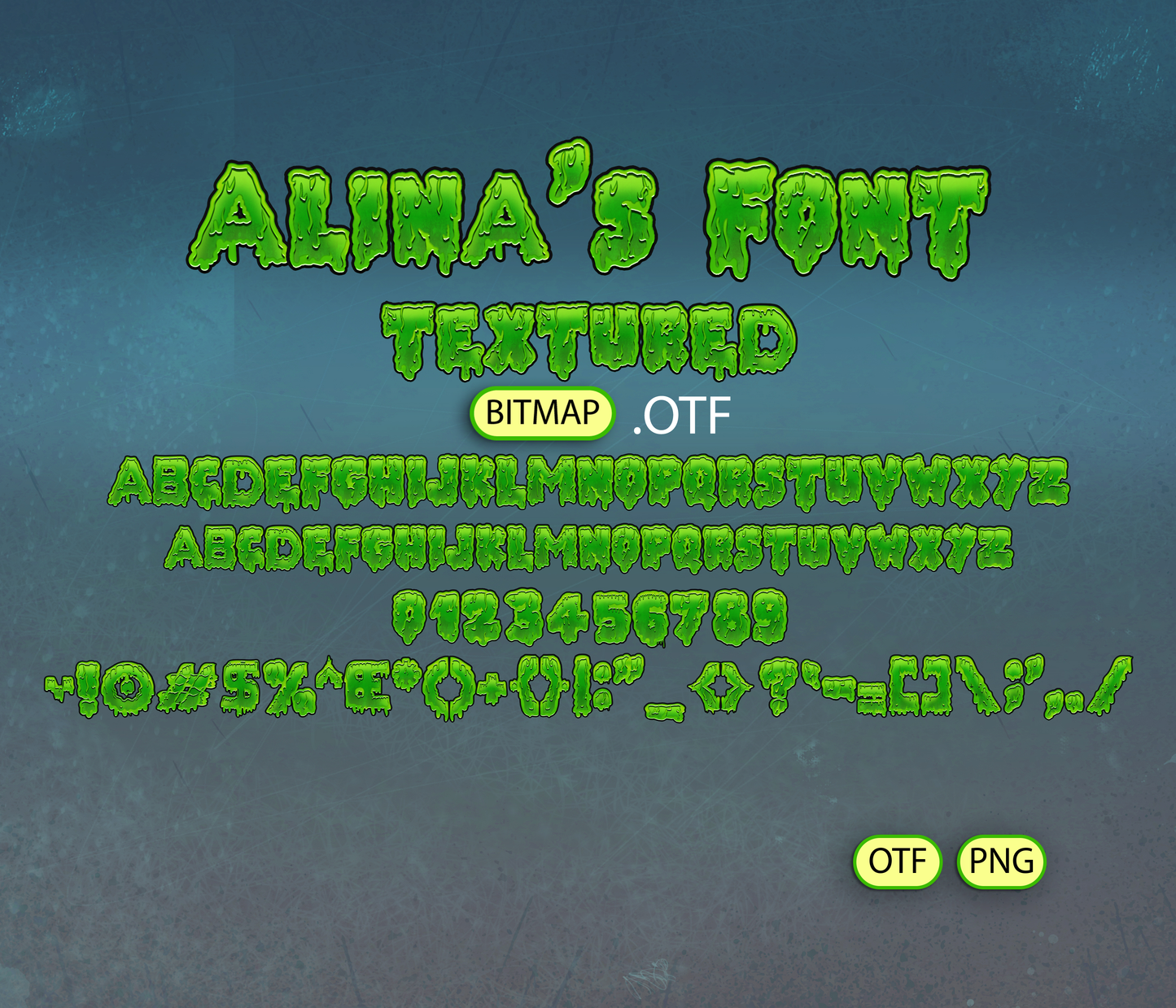 Sewer Ninjas Slime Font Textured Bundle - Alina's Fonts