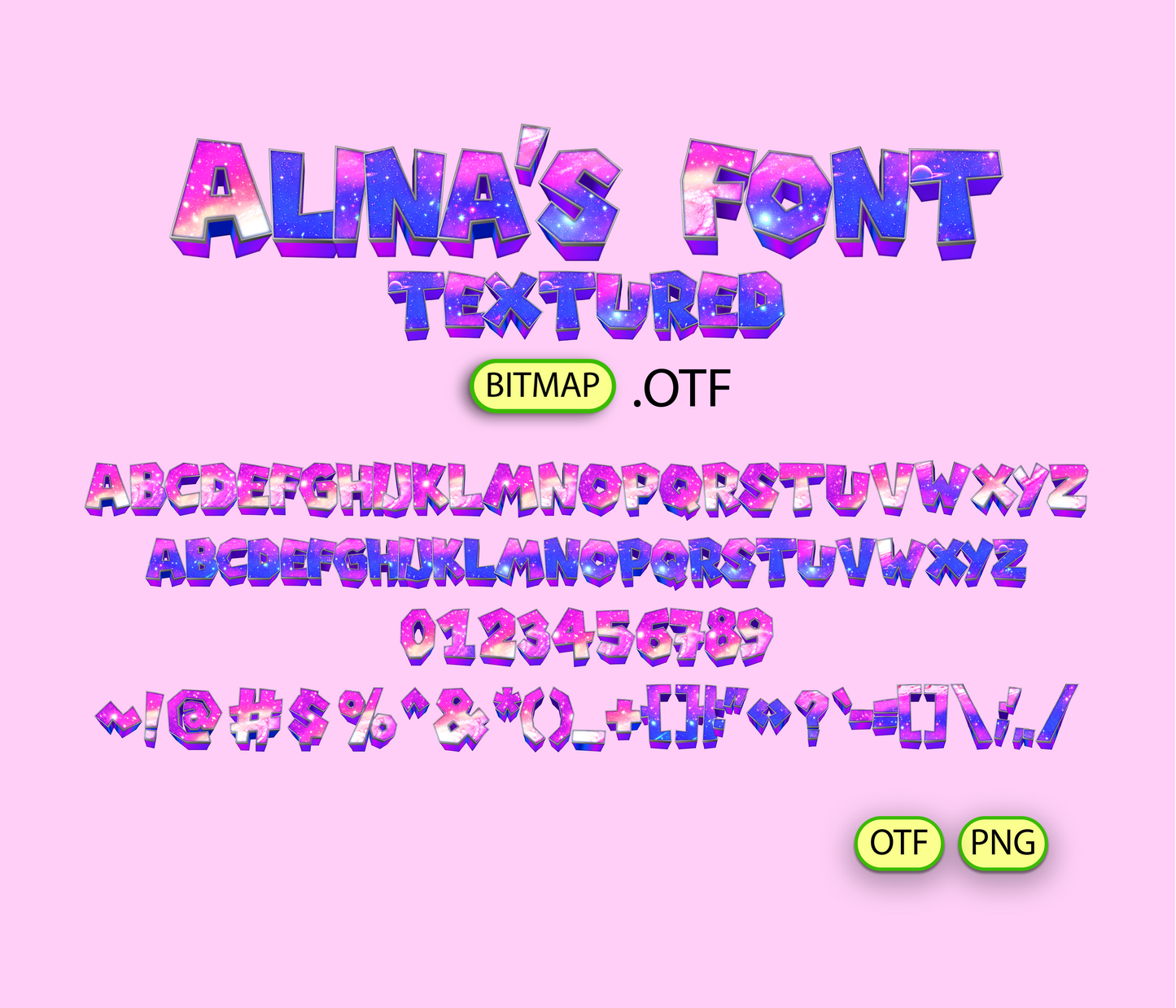 Cosmic Adventure Galaxy Font Textured Bundle