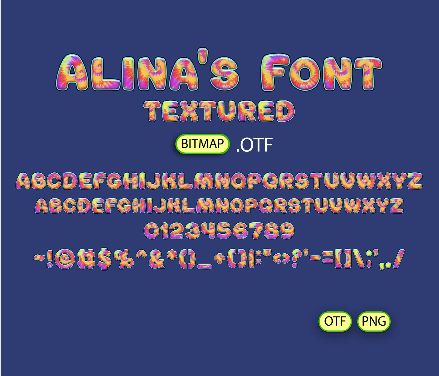 FREE Tie Dye Rainbow Pattern Font