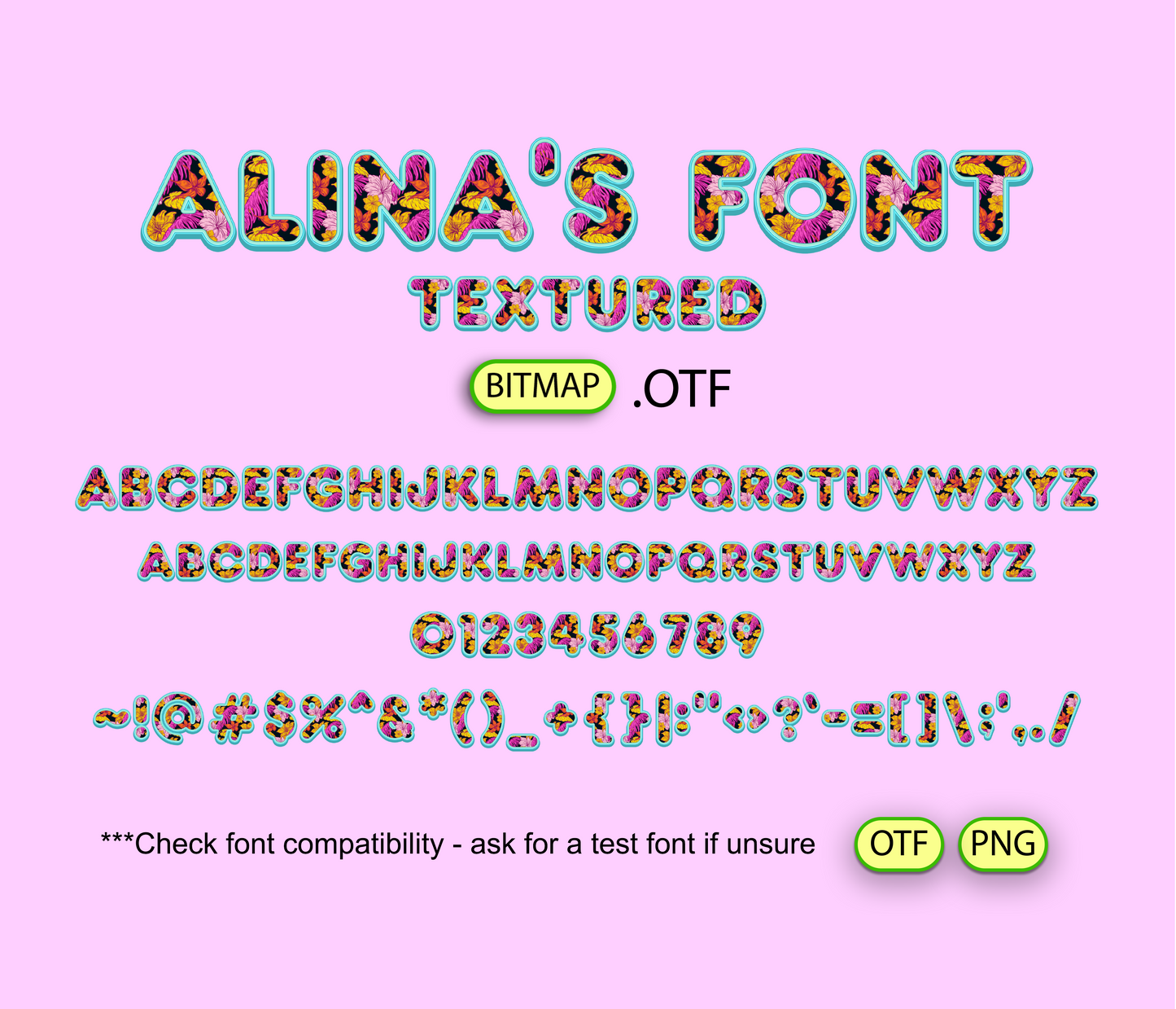 Tropical Floral Font Textured